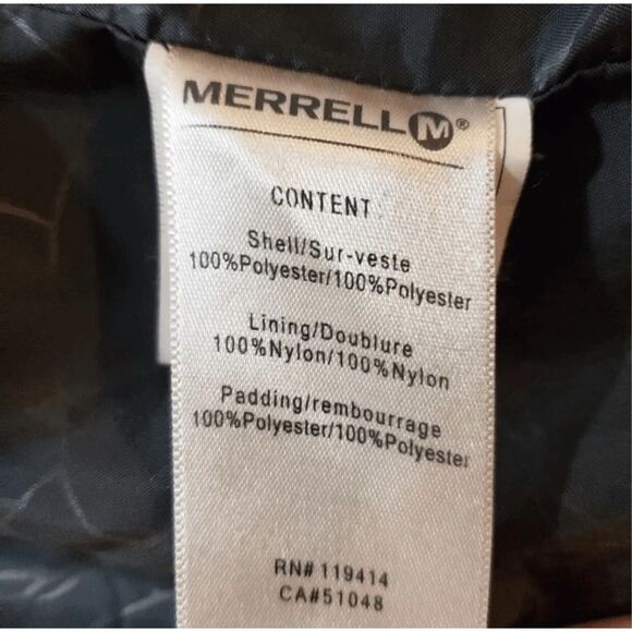 Merrell Women Grey Turtleneck Jacket Size XS Full Zip Puffer Jacket Zip-Pockets - Picture 8 of 10